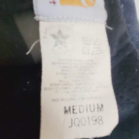 Vtg Carhartt Jacket Mens L Blue Denim Varsity Detroit Collegiate Bomber USA Made - Picture 9 of 16